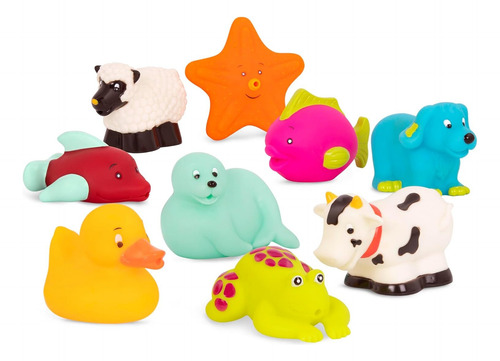 Set X9 Animalitos Juguetes De Goma Para El Agua Bebes 10m+