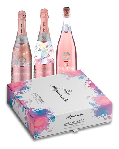 Box Casa Perini Espumante Aquarela Moscatel Rosé 750ml CadaCasa Perini adega Vinícola Perini 750 ml