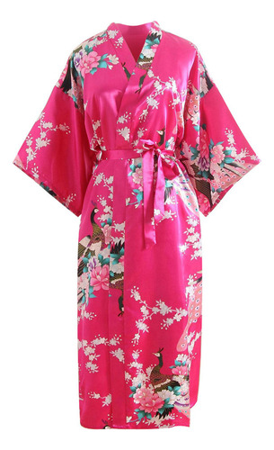 Qianyuu Bata De Baño Con Estampado De Kimono Para Mujer,