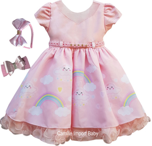 Vestido Infantil Chuva De Amor De Benção 1 Ao 3 Oferta