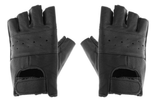 Men's Black Soft Leather Fingerless Driving Gloves