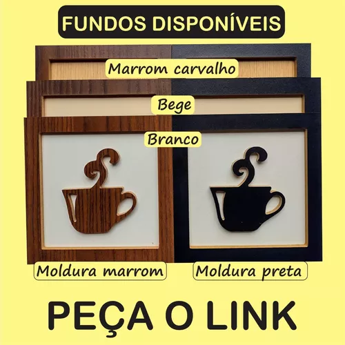 Quadro Decorativo Alto Relevo Hora Do Café Em Mdf Preto 1324