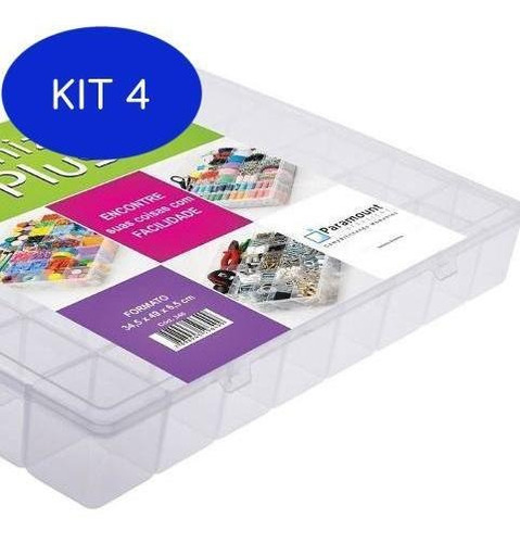 Kit 4 Box Caixa Organizador Paramount 34 Divisorias Plus -