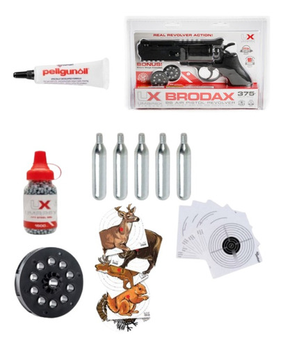 Kit Revolver Umarex Brodax 4.5 Co2 .177 350 Bbs Pellgun Xtc 