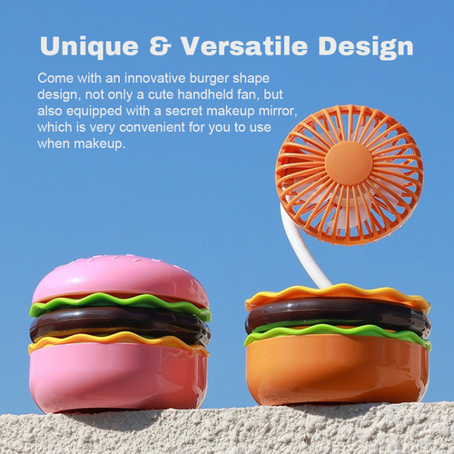 Bonito Ventilador Usb Para Hamburguesas Con Espejo: Ajustabl