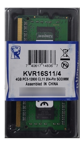 Kingston Memoria Ram Ddr3l 1600 Pc3l-12800 Mhz  4gb Laptop