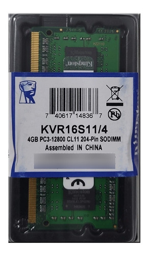 Kingston Memoria Ram Ddr3l 1600 Pc3l-12800 Mhz  4gb Laptop