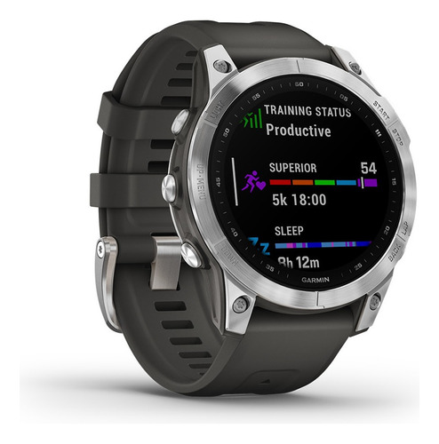 Reloj Smartwatch Fenix 7 Garmin Mapa Musica Pulse Ox Ski Color del bisel Plata con correa grafito