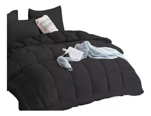 Edredón Negro + Fundas Y Almohadas De Regalo Sz - King Size