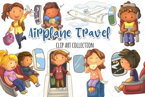 Kit Imágenes Digitales Viajes Avión Niños 1705270