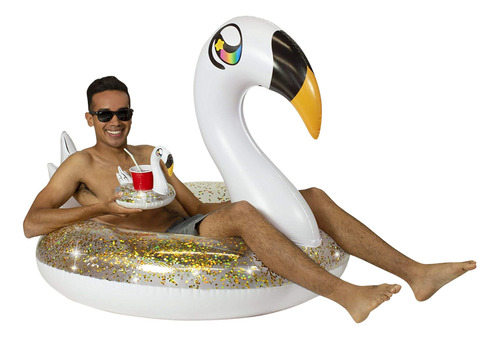 Poolcandy Swan - Flotador De Piscina Con Purpurina De 48 Pul