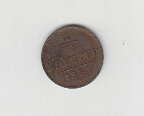 Moneda Austria 1/2 Kreuzer Año 1851 A Muy Bueno ++