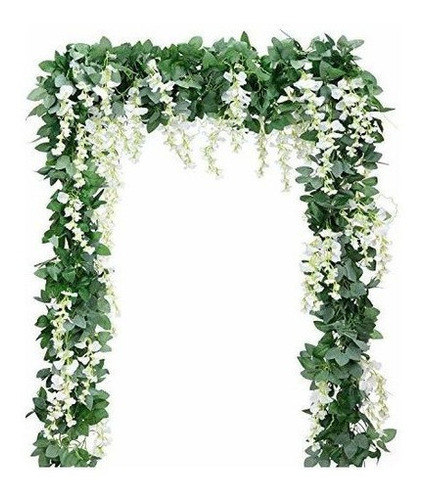 Flores Artificiales De Seda Wisteria Vid 5pcs 66ft / Pieza H