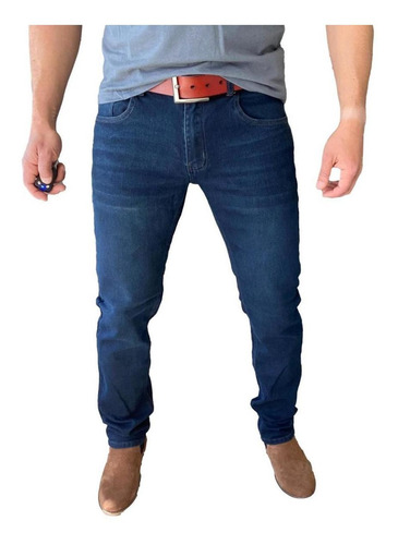 Imagen 5 de 7 de Pantalón Tela Jeans Straight Fit Azul Oscuro