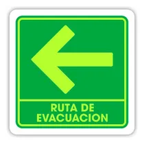 Comprar Señalamiento Ruta De Evacuación Izquierda 15x15 Fotoluminisc