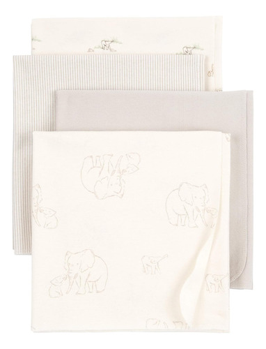 Carter's Baby Mantas De Recepción Unisex, Paquete De 4 (elef
