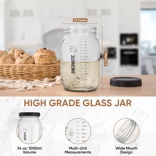 Kit De Tarros De Masa Madre Con 9 Suministros Para Hornear P