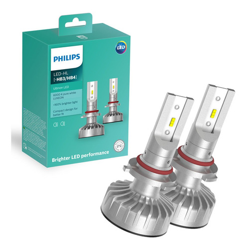 Par Lâmpada Led Hb3 Hb4 Farol Alto Baixo Philips Ultinon Led