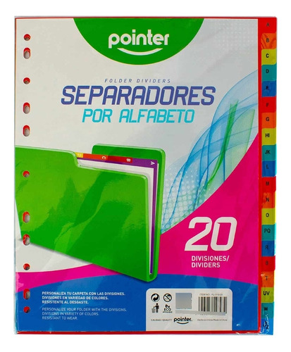 Separadores De Carpeta Alfabético 20 Unidades 