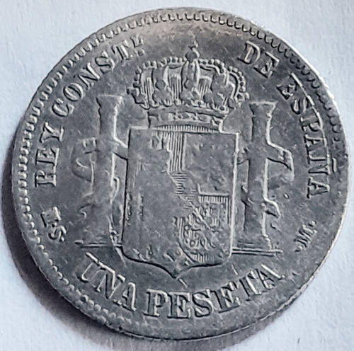 1 Peseta 1882 Plata España Alfonso Moneda Coin