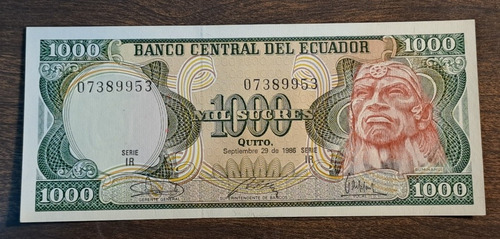 Ecuador Billete 1000 Sucres 1986, Sin Circular 