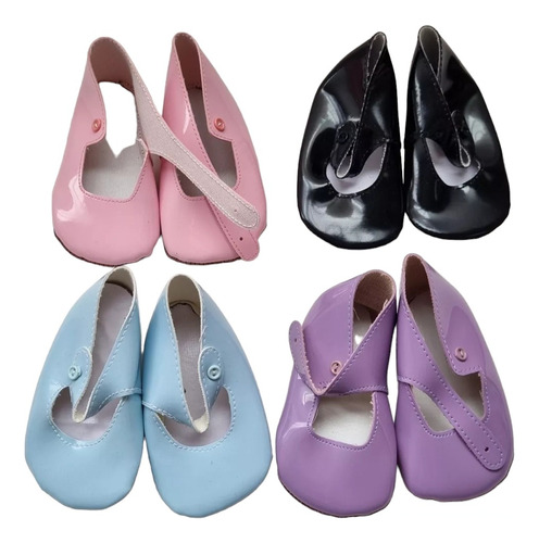 Zapatitos Para Muñecas De Porcelana Charol Varios Colores