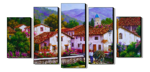 Cuadros Para Sala Quíntuples, Paisajes De Pueblos 150x80 Cm 