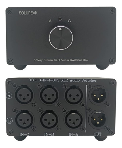 Caja De Conmutación Estéreo De Audio Xlr De 3 Vías, ...