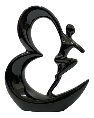 Figura Adorno Gimnasta Cinta Ceramica Moderna 31x25cm
