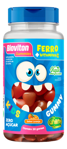 Gummy Kids Ferro + C Unilife 30 Gomas Laranja Laranja