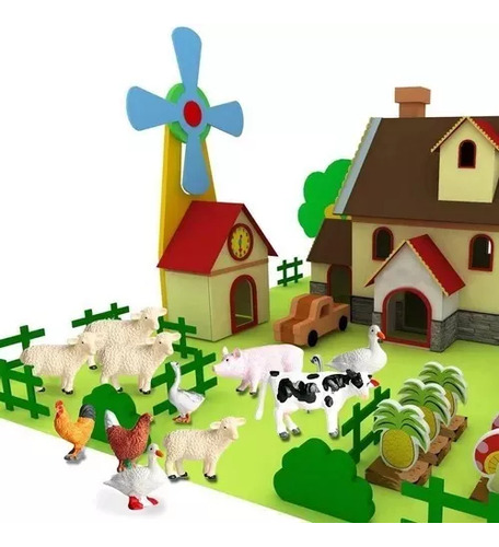 Mini Granja De Juguete Para Niños Con Vaca, Burro, Cabra