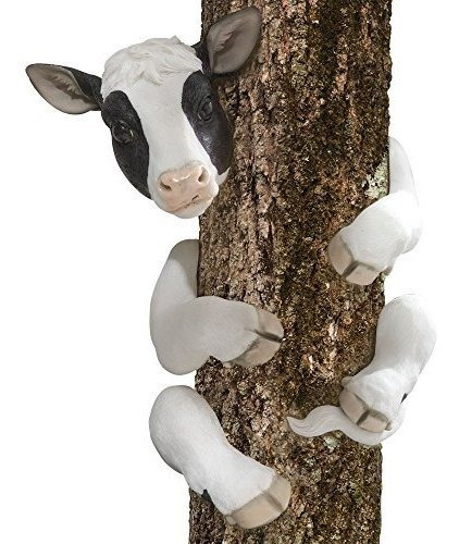 Bits And Pieces-tree Hugger Cow Garden Peeker-polyresin