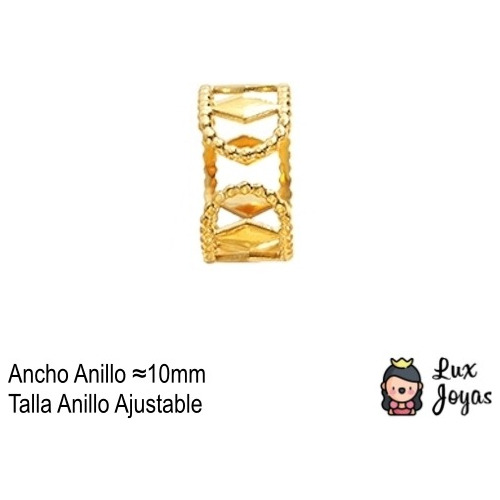 Anillo Baño Oro 18k Rombo Ajustable