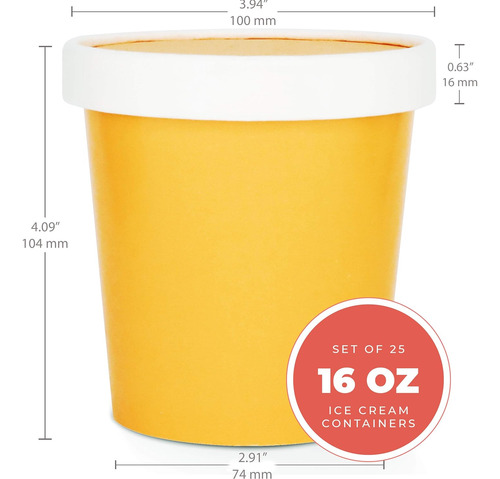 Envases De Helado Glowcoast Con Tapa - Recipiente De Alma...