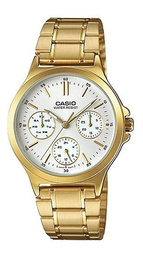 Reloj Casio Dama Ltp-v300g Dorado Acero  Multiaguja Original