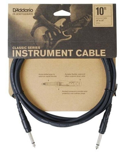 Cable Plug Plug 3 Metros Daddario Guitarra Bajo Sonido Mono