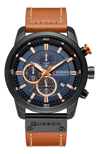 1 Reloj Curren Technos 8291 Hombres Cuero Deportivo 3atm