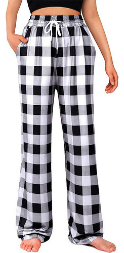 2025 Pantalones De Pijama Elásticos A Cuadros Con Cordones