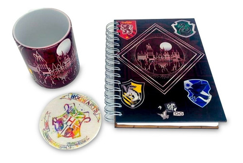 Kit Agenda Mdf + Caneca De Ceramica Harry Potter + Brinde