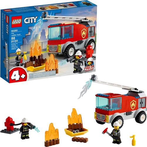 Lego City Caminhão Dos Bombeiros Com Escada 88 Peças - 60280