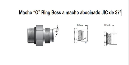 Conexion Macho Npt 3/4 A Macho Jic De 37° 5/8 Gates 