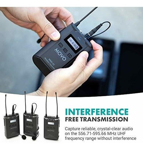 Micrófono Lavalier Inalámbrico Uhf De 48 Canales Movo Wmx-20