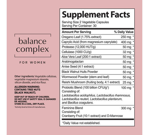 Balance Complex Vaginal Health Dietary Supplement, 60 Capsul