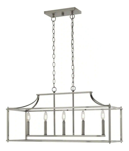 Lampara De Techo Colgante 34'' Candelabro Vintage 5 Luces Estructura Gris