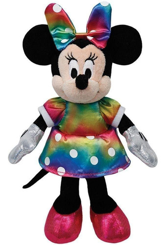 Pelúcia Minnie Mouse Beanie Babies Ty Vestido Colorido Dtc