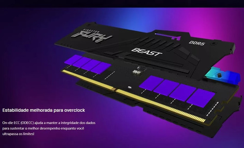 Memória Pc Ddr5 16gb 5600mhz Fury Beast Rgb Kf556c40bba-16