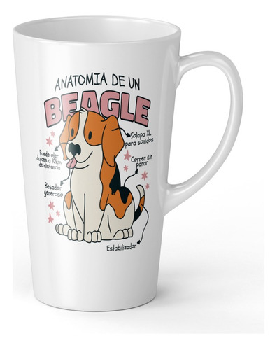 Taza Tazon Mug Anatomia De Un Perro Beagle 17 Onzas Conica