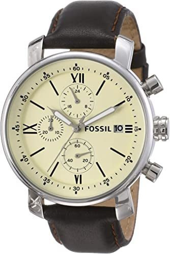 Fossil Rhett Reloj Cronógrafo De Cuero - Marrón Oscuro