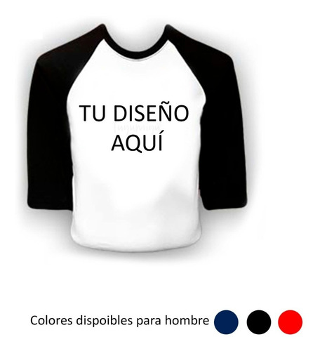 Playera Manga Renglan 3/4 Hombre 100% Personalizable