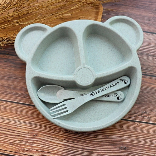 Wang Plato De Comedor Anticaliente Para Niños Con Tenedor